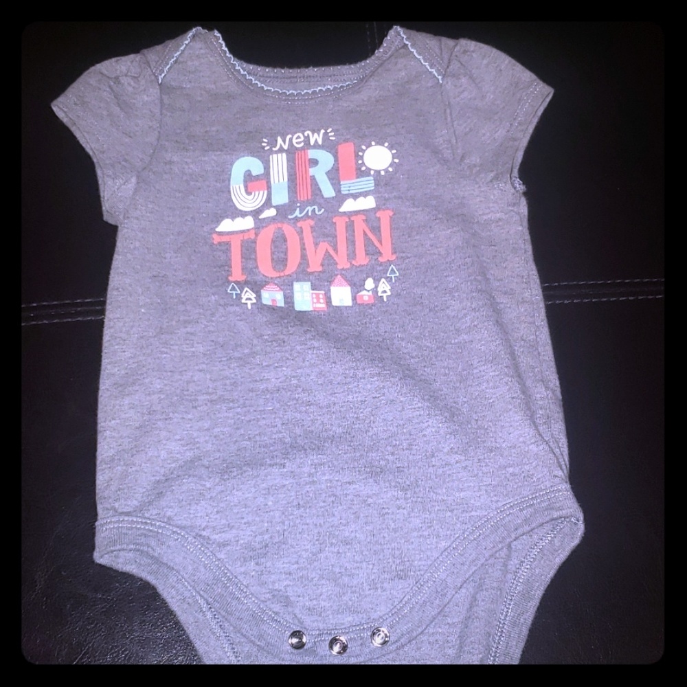 Grey baby girl onesie
